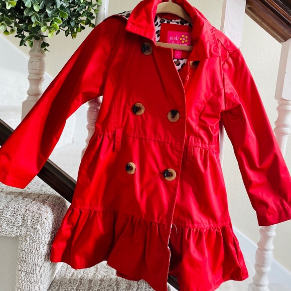 Red with Leopard Rain Jacket *Like New* - Picture 2 of 5